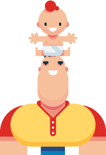 a man with a baby on his head